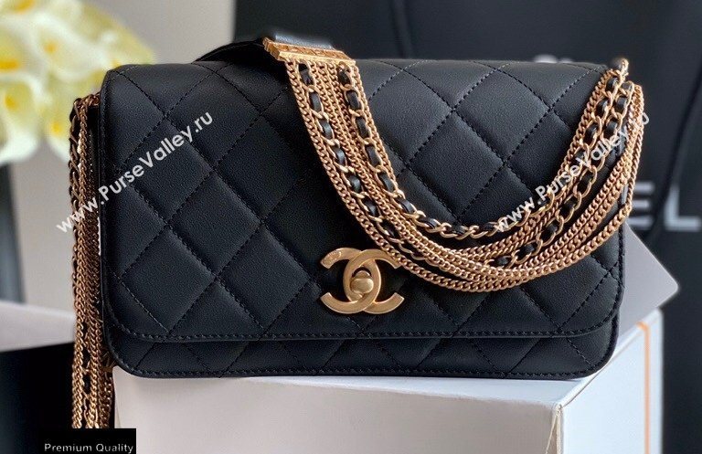 Chanel Multiple Chains Small Flap Bag AS2052 Black 2020 (jiyuan-20101536)