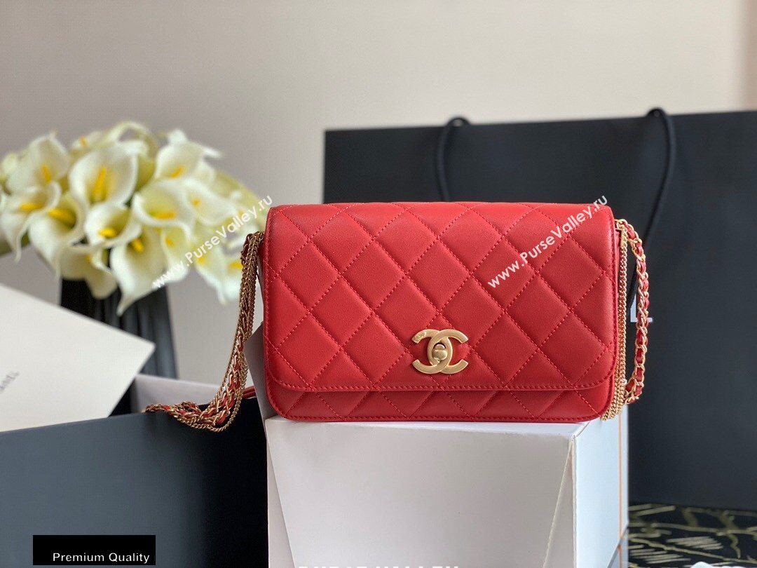 Chanel Multiple Chains Small Flap Bag AS2052 Red 2020 (jiyuan-20101537)