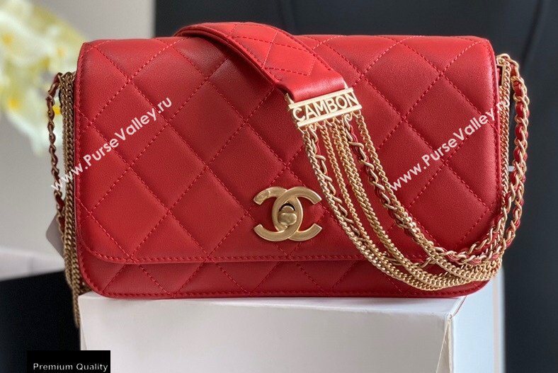 Chanel Multiple Chains Small Flap Bag AS2052 Red 2020 (jiyuan-20101537)