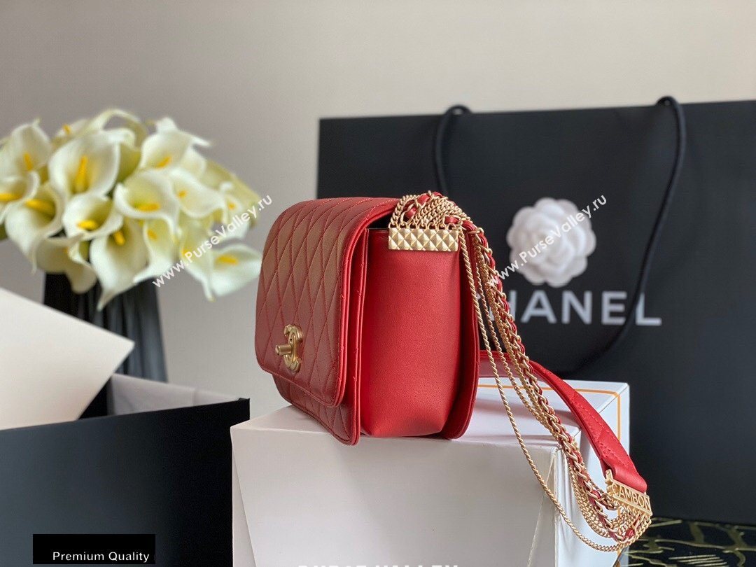 Chanel Multiple Chains Small Flap Bag AS2052 Red 2020 (jiyuan-20101537)