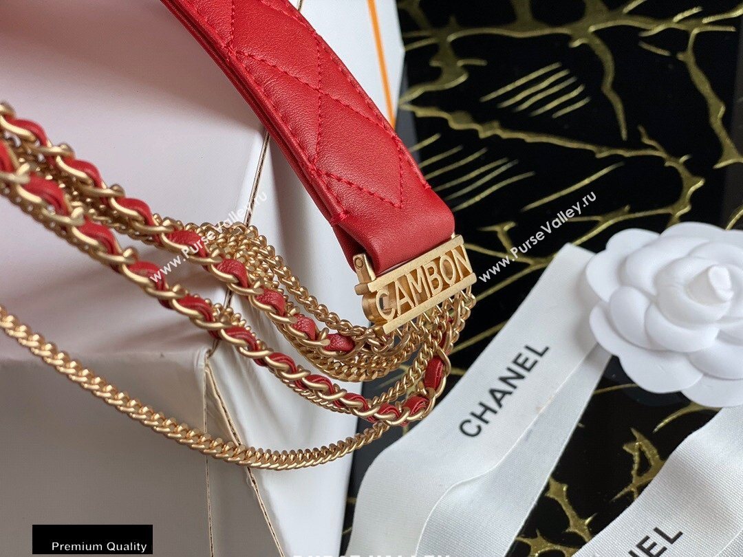 Chanel Multiple Chains Small Flap Bag AS2052 Red 2020 (jiyuan-20101537)