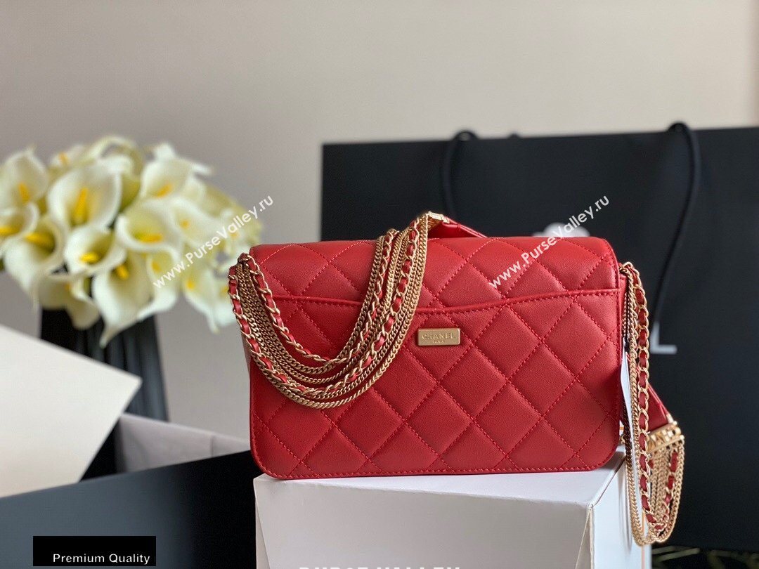 Chanel Multiple Chains Small Flap Bag AS2052 Red 2020 (jiyuan-20101537)