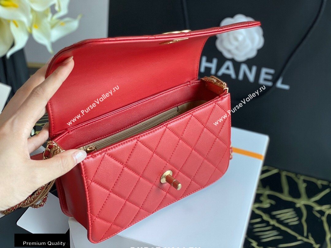 Chanel Multiple Chains Small Flap Bag AS2052 Red 2020 (jiyuan-20101537)