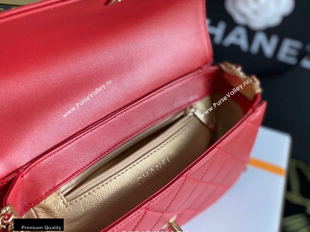 Chanel Multiple Chains Small Flap Bag AS2052 Red 2020 (jiyuan-20101537)