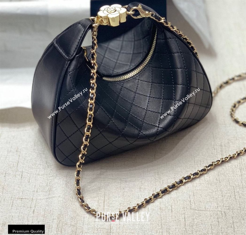 Chanel Calfskin Camellia Hobo Bag Black 2020 (jiyuan-20101611)