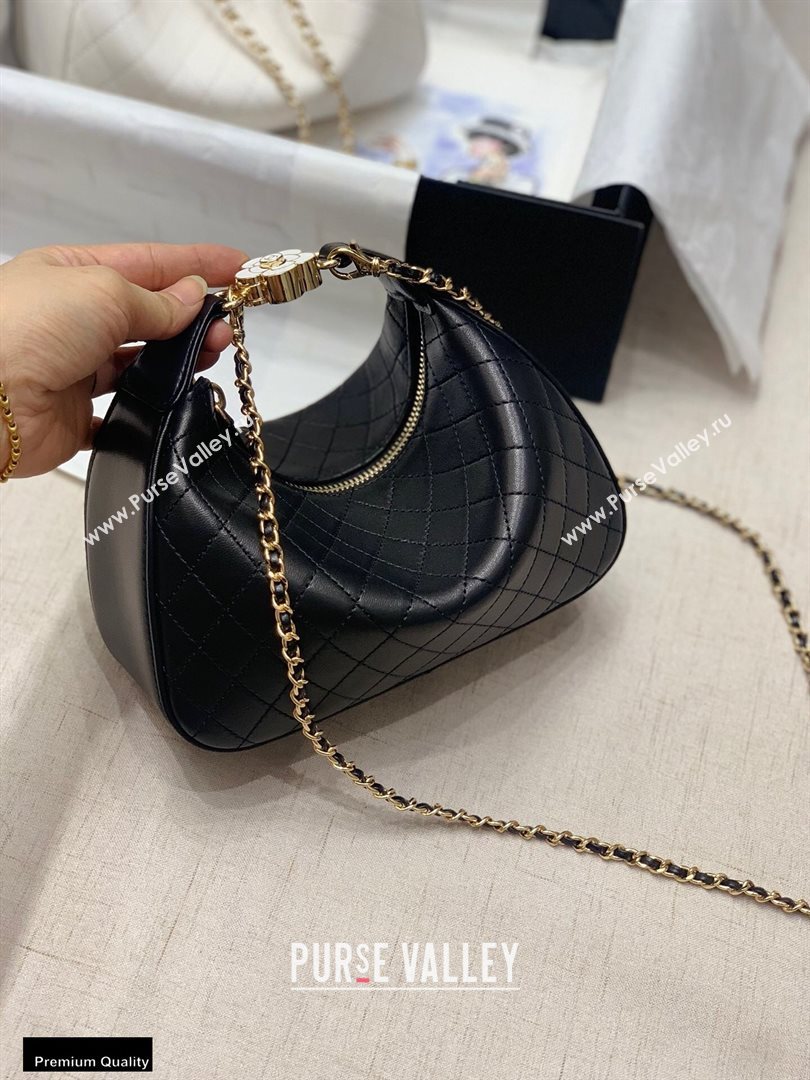 Chanel Calfskin Camellia Hobo Bag Black 2020 (jiyuan-20101611)