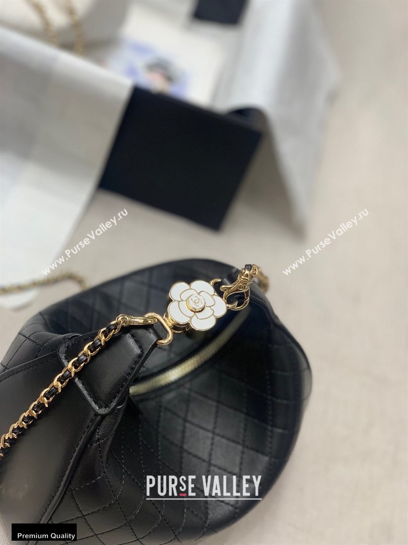Chanel Calfskin Camellia Hobo Bag Black 2020 (jiyuan-20101611)
