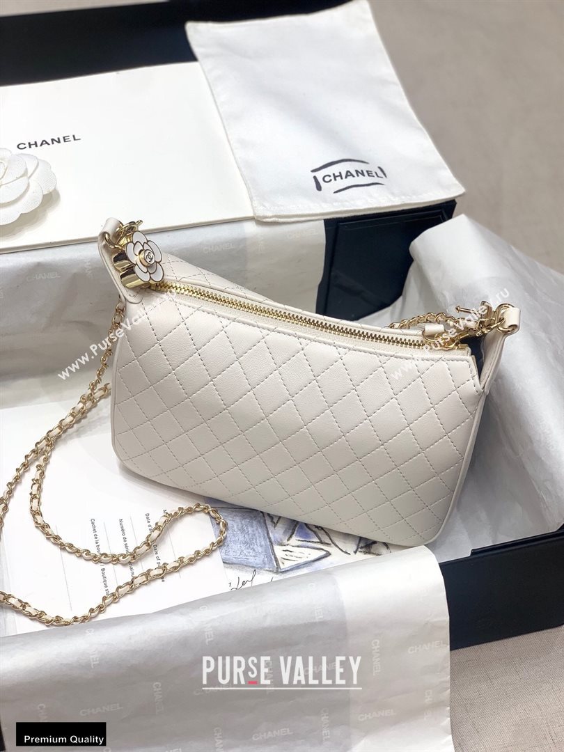 Chanel Calfskin Camellia Hobo Bag White 2020 (jiyuan-20101612)
