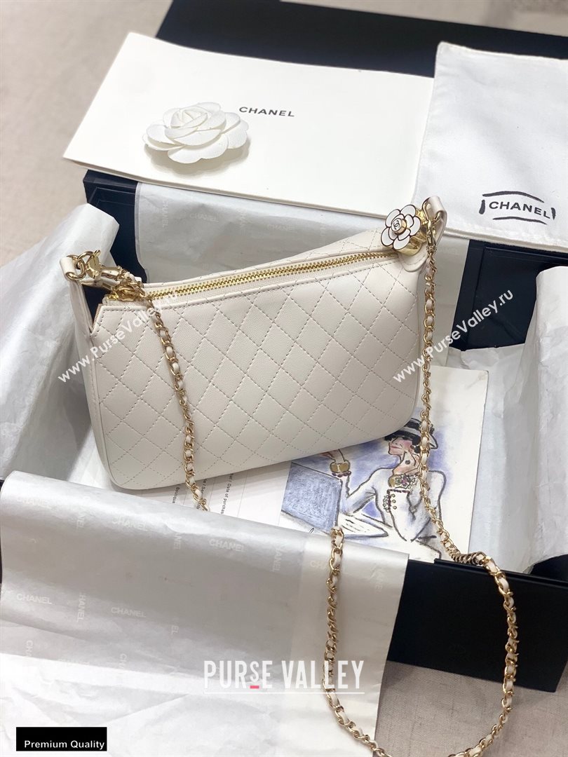Chanel Calfskin Camellia Hobo Bag White 2020 (jiyuan-20101612)