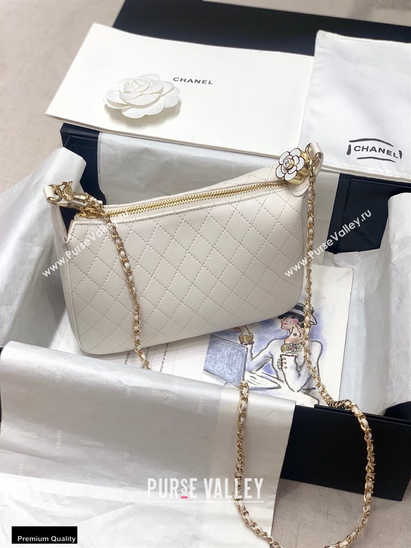 Chanel Calfskin Camellia Hobo Bag White 2020 (jiyuan-20101612)