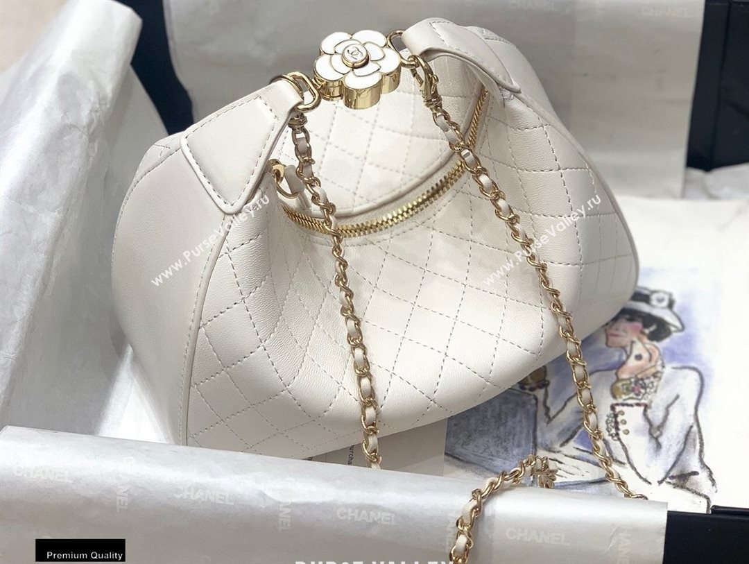 Chanel Calfskin Camellia Hobo Bag White 2020 (jiyuan-20101612)