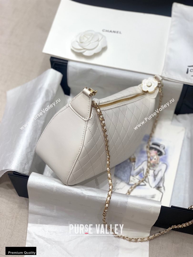 Chanel Calfskin Camellia Hobo Bag White 2020 (jiyuan-20101612)