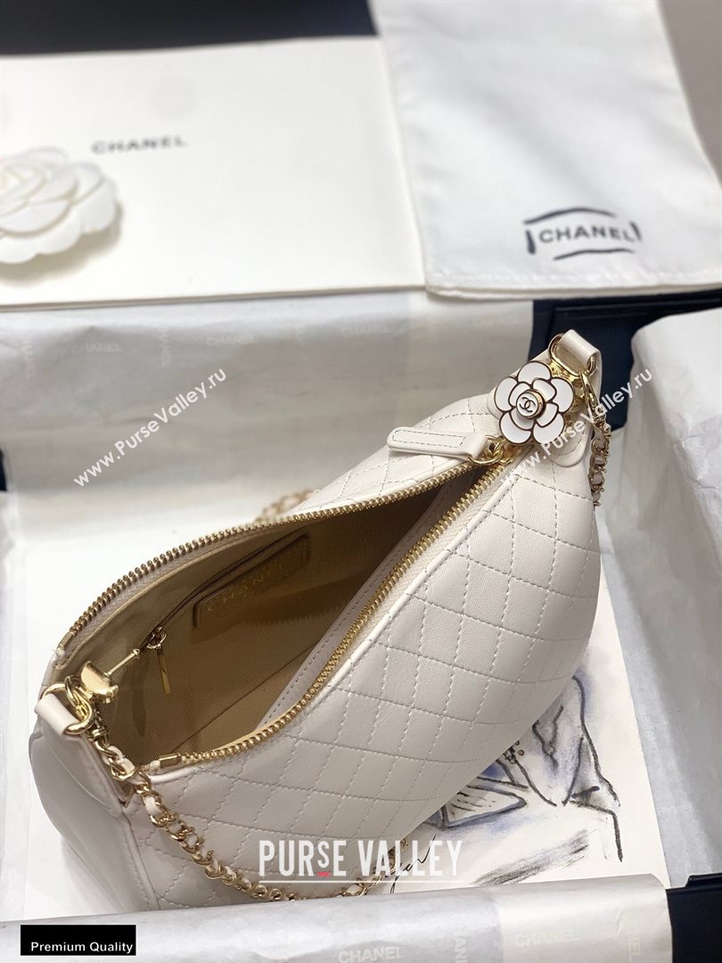 Chanel Calfskin Camellia Hobo Bag White 2020 (jiyuan-20101612)