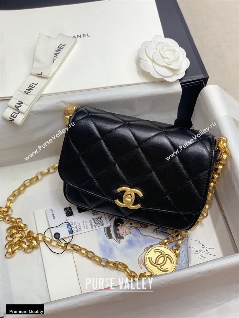 Chanel Lambskin CC Coin Small Flap Bag AS2189 Black 2020 (jiyuan-20101624)