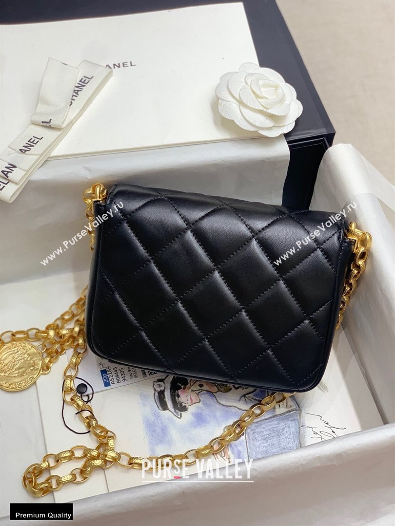 Chanel Lambskin CC Coin Small Flap Bag AS2189 Black 2020 (jiyuan-20101624)