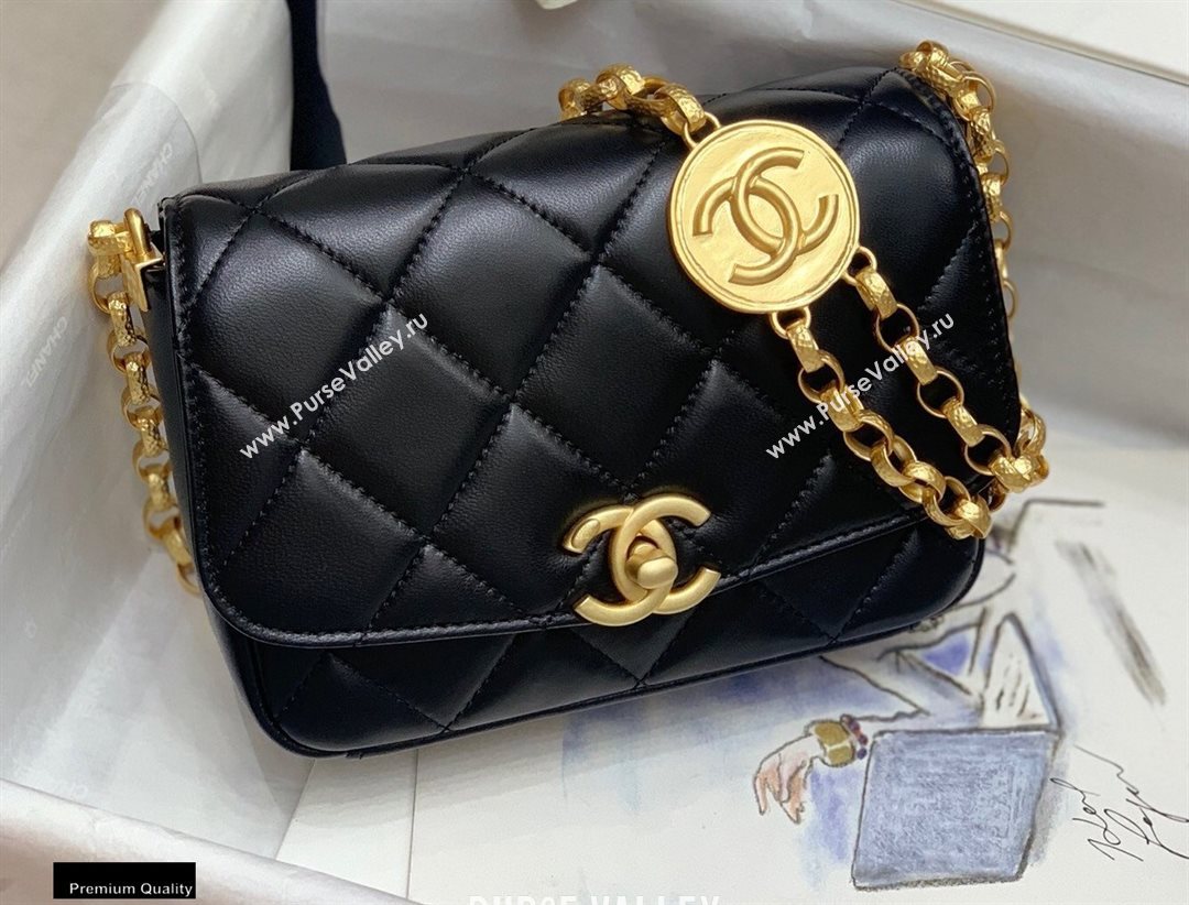 Chanel Lambskin CC Coin Small Flap Bag AS2189 Black 2020 (jiyuan-20101624)