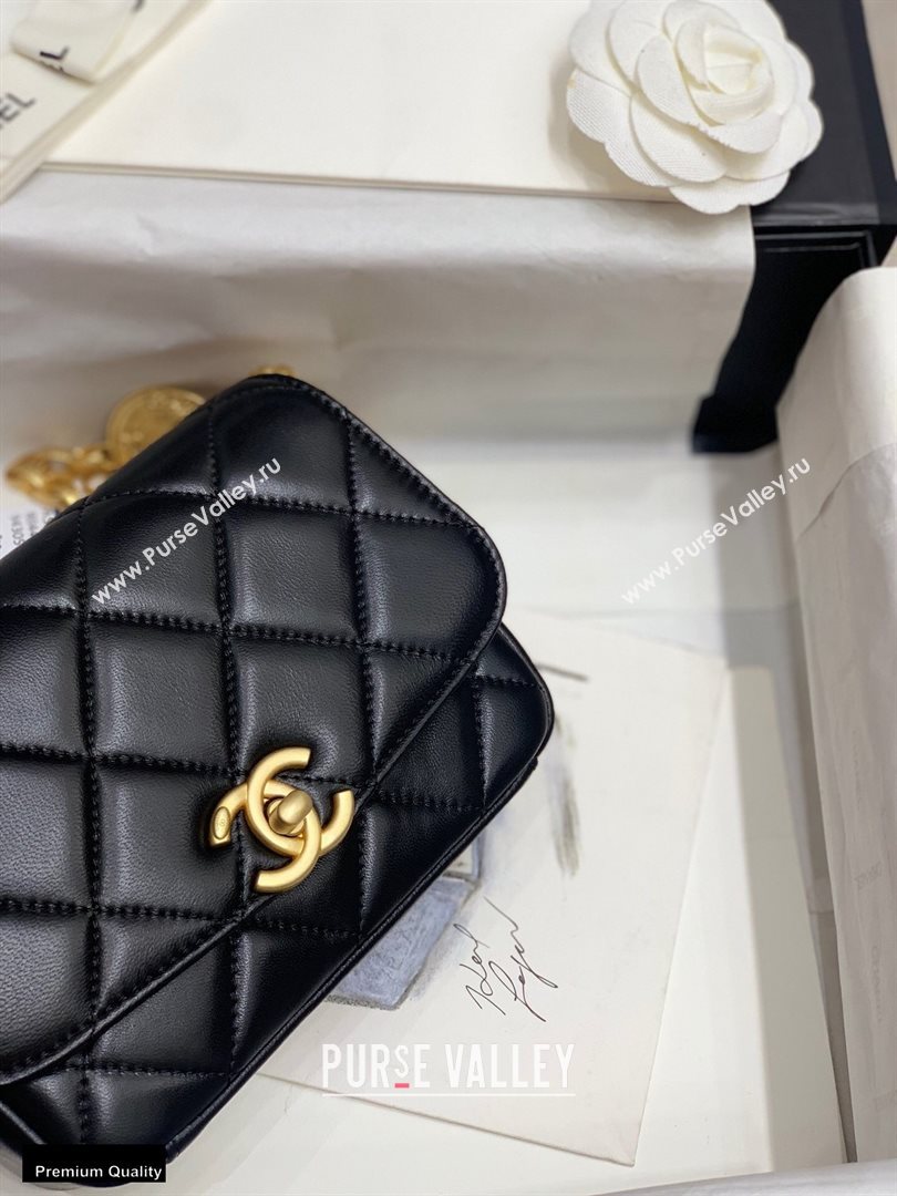 Chanel Lambskin CC Coin Small Flap Bag AS2189 Black 2020 (jiyuan-20101624)