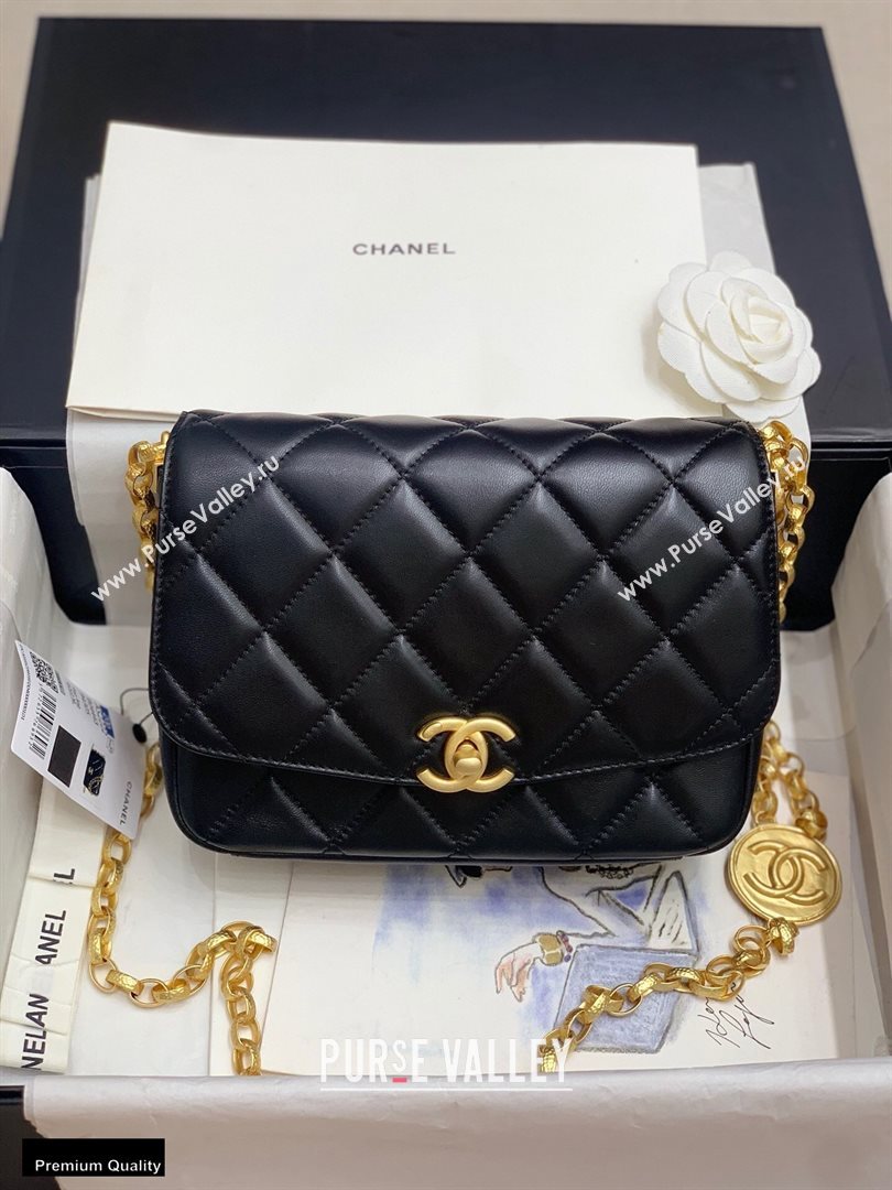 Chanel Lambskin CC Coin Flap Bag AS2222 Black 2020 (jiyuan-20101621)