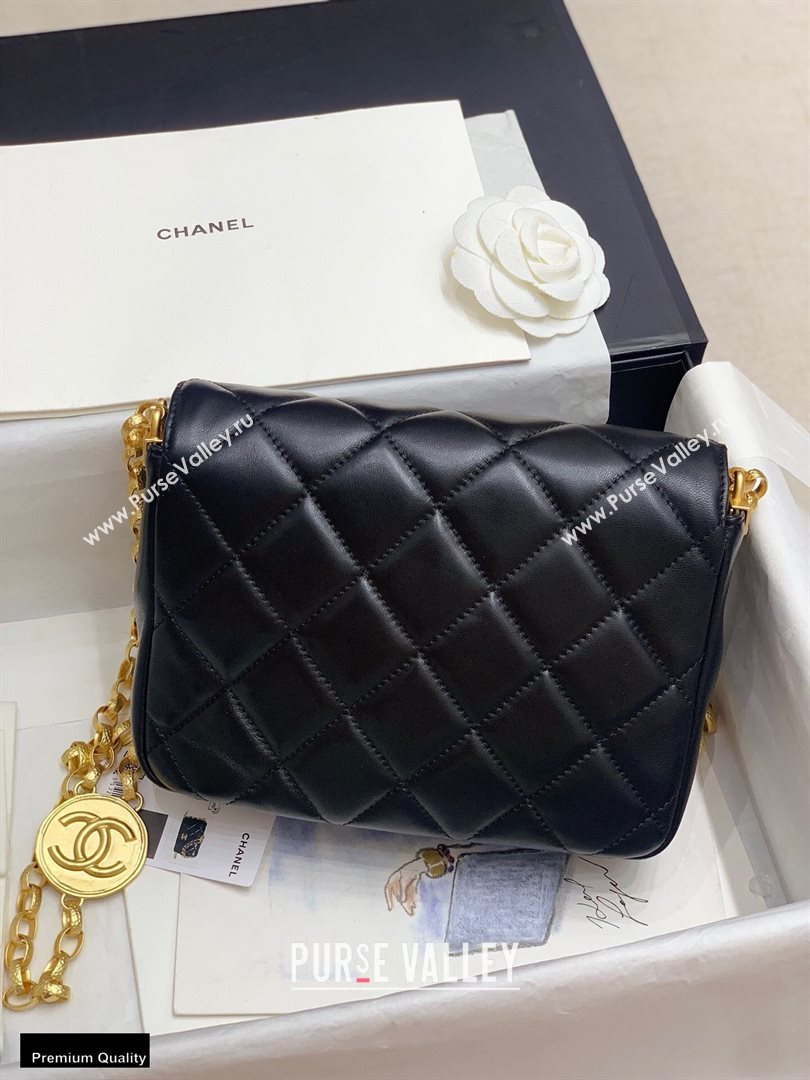 Chanel Lambskin CC Coin Flap Bag AS2222 Black 2020 (jiyuan-20101621)