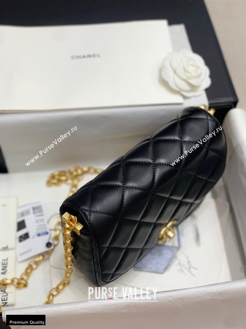 Chanel Lambskin CC Coin Flap Bag AS2222 Black 2020 (jiyuan-20101621)