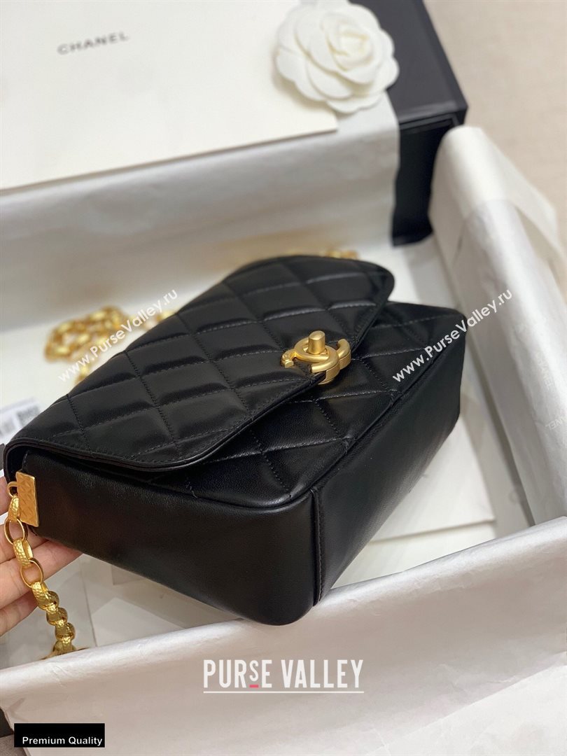 Chanel Lambskin CC Coin Flap Bag AS2222 Black 2020 (jiyuan-20101621)