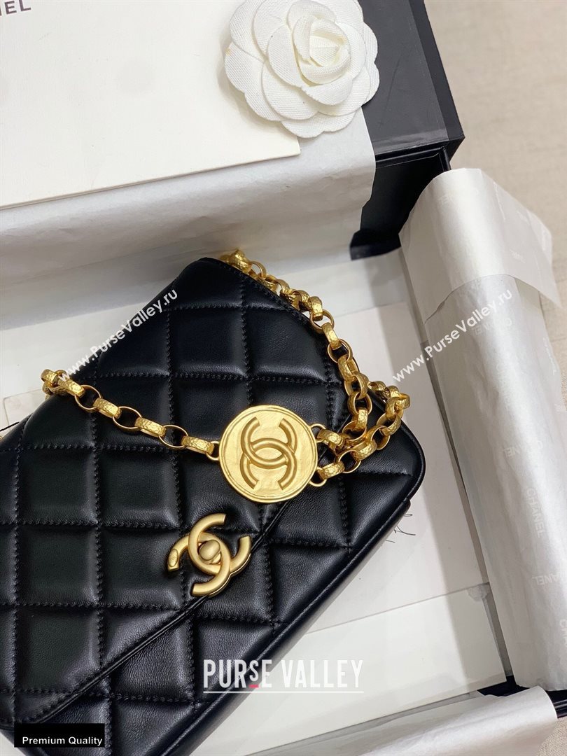 Chanel Lambskin CC Coin Flap Bag AS2222 Black 2020 (jiyuan-20101621)