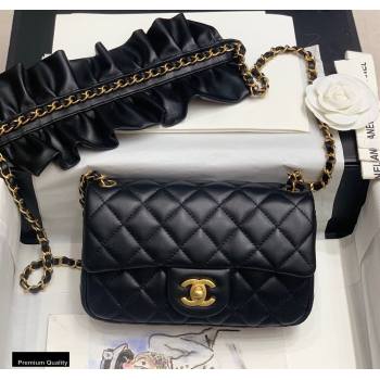 Chanel Lambskin Bag Romance Rectangular Small Flap Bag with ruffled Strap AS2204 Black 2020 (jiyuan-20101617)