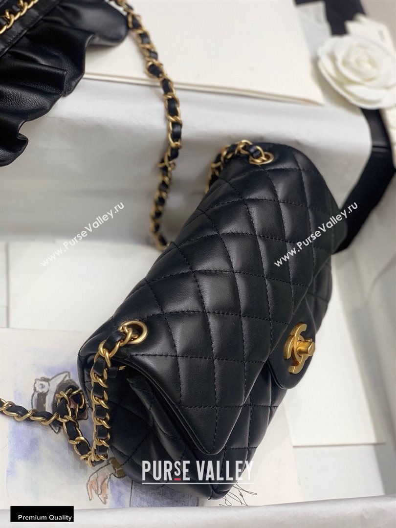 Chanel Lambskin Bag Romance Rectangular Small Flap Bag with ruffled Strap AS2204 Black 2020 (jiyuan-20101617)