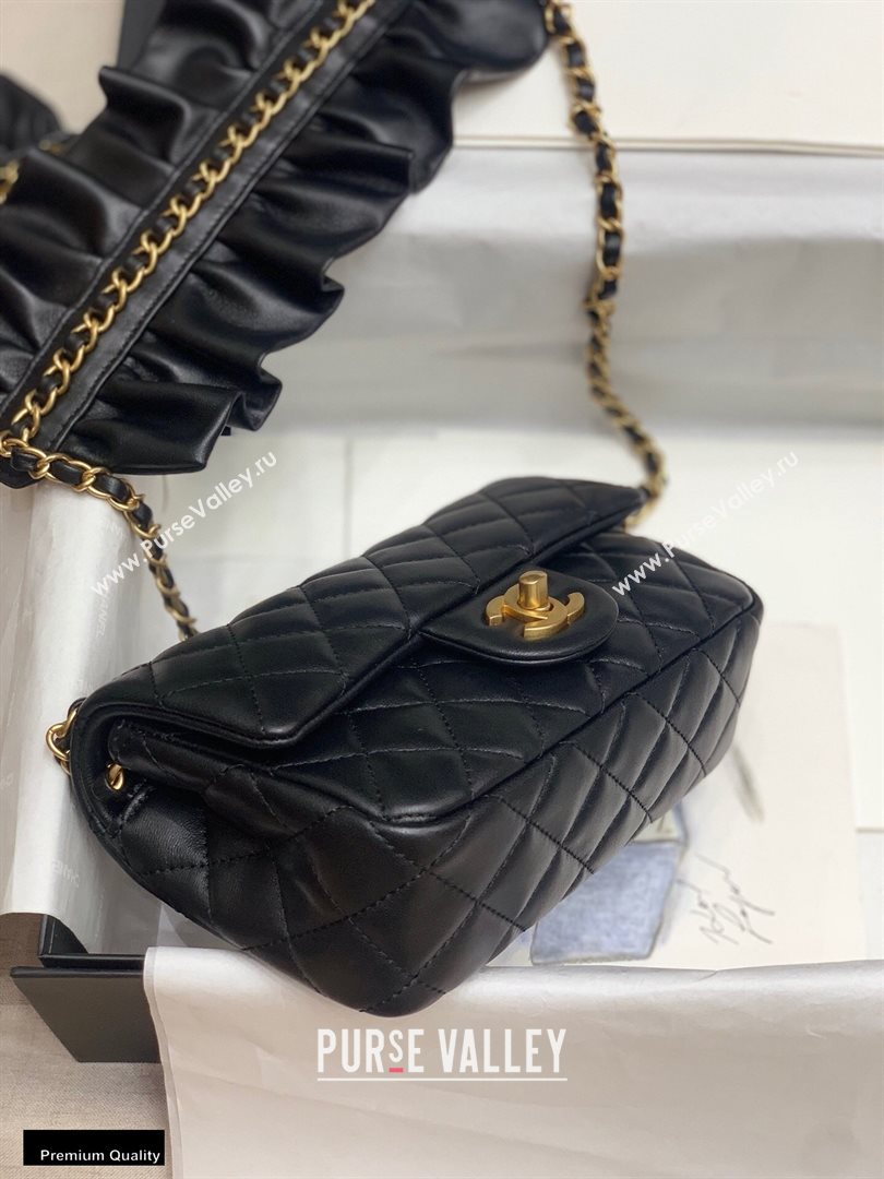 Chanel Lambskin Bag Romance Rectangular Small Flap Bag with ruffled Strap AS2204 Black 2020 (jiyuan-20101617)