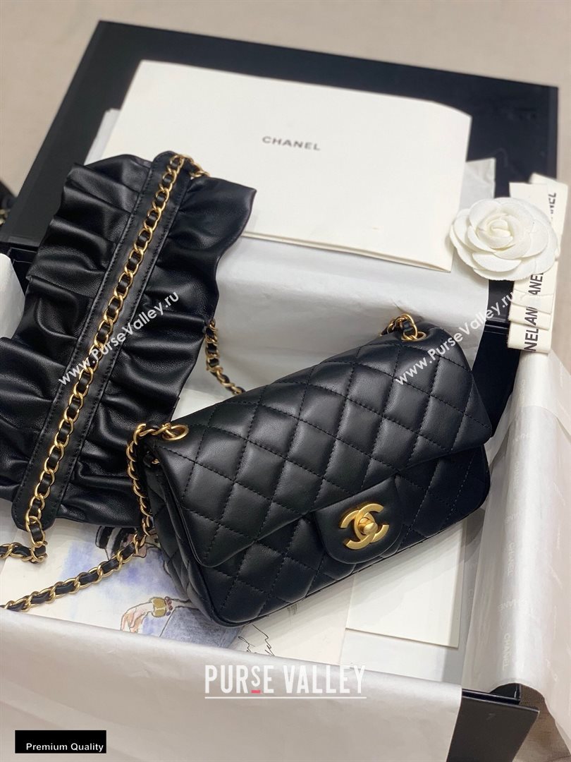 Chanel Lambskin Bag Romance Rectangular Small Flap Bag with ruffled Strap AS2204 Black 2020 (jiyuan-20101617)