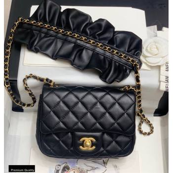 Chanel Lambskin Bag Romance Square Mini Flap Bag with ruffled Strap AS2203 Black 2020 (jiyuan-20101619)