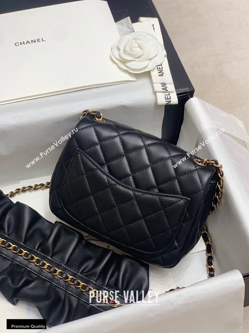 Chanel Lambskin Bag Romance Square Mini Flap Bag with ruffled Strap AS2203 Black 2020 (jiyuan-20101619)