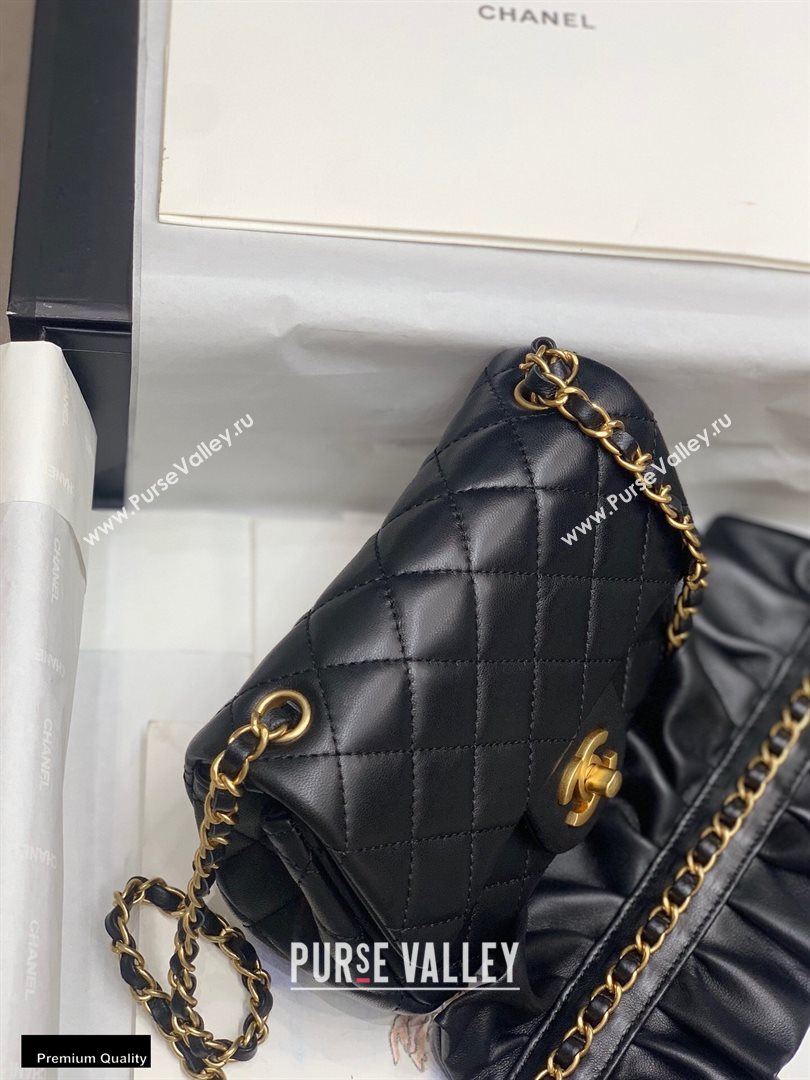 Chanel Lambskin Bag Romance Square Mini Flap Bag with ruffled Strap AS2203 Black 2020 (jiyuan-20101619)