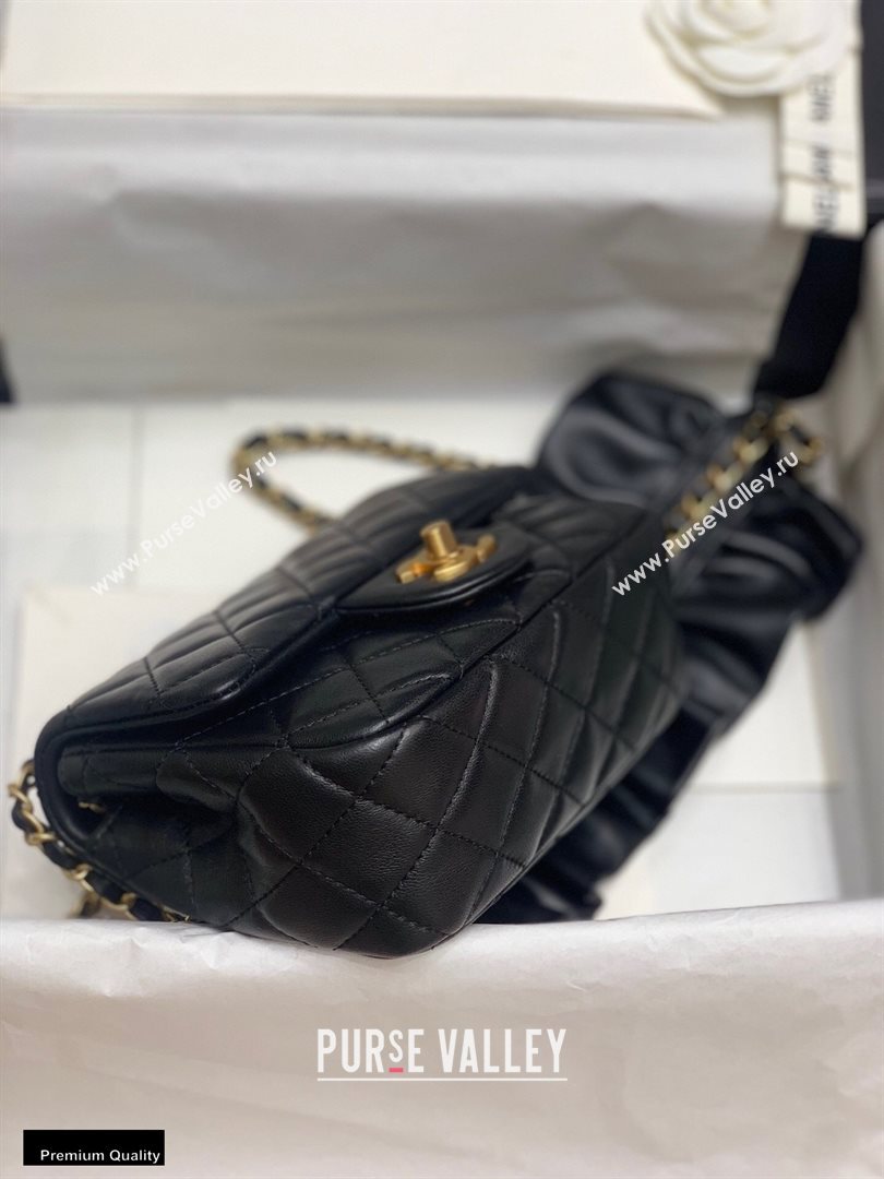 Chanel Lambskin Bag Romance Square Mini Flap Bag with ruffled Strap AS2203 Black 2020 (jiyuan-20101619)