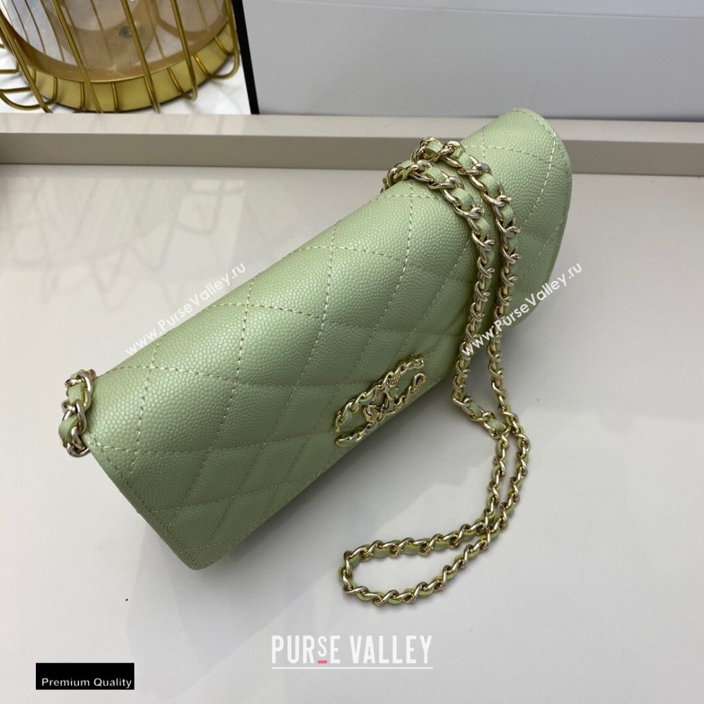 Chanel Chain CC Logo Wallet on Chain WOC Bag AP1794 Grained Calfskin Light Green 2021 (smjd-21012716)