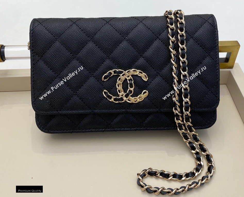 Chanel Chain CC Logo Wallet on Chain WOC Bag AP1794 Grained Calfskin Black 2021 (smjd-21012714)