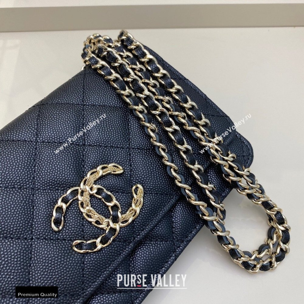 Chanel Chain CC Logo Wallet on Chain WOC Bag AP1794 Grained Calfskin Black 2021 (smjd-21012714)