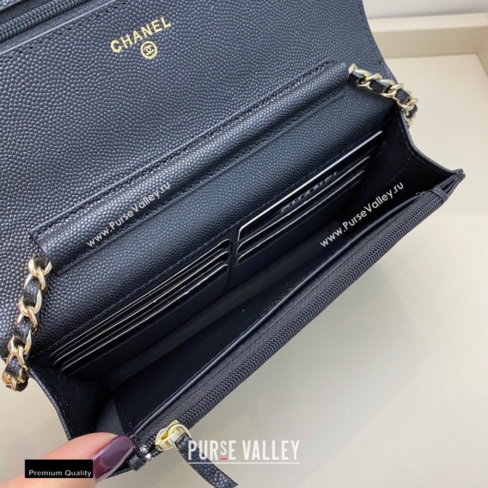 Chanel Chain CC Logo Wallet on Chain WOC Bag AP1794 Grained Calfskin Black 2021 (smjd-21012714)