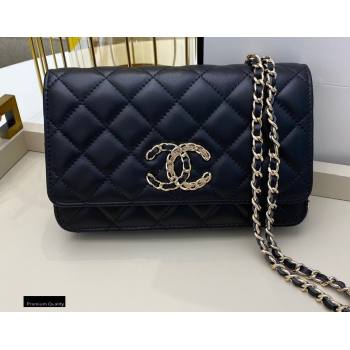 Chanel Chain CC Logo Wallet on Chain WOC Bag AP1794 Lambskin Black 2021 (smjd-21012717)