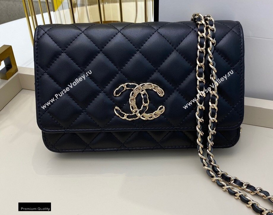 Chanel Chain CC Logo Wallet on Chain WOC Bag AP1794 Lambskin Black 2021 (smjd-21012717)