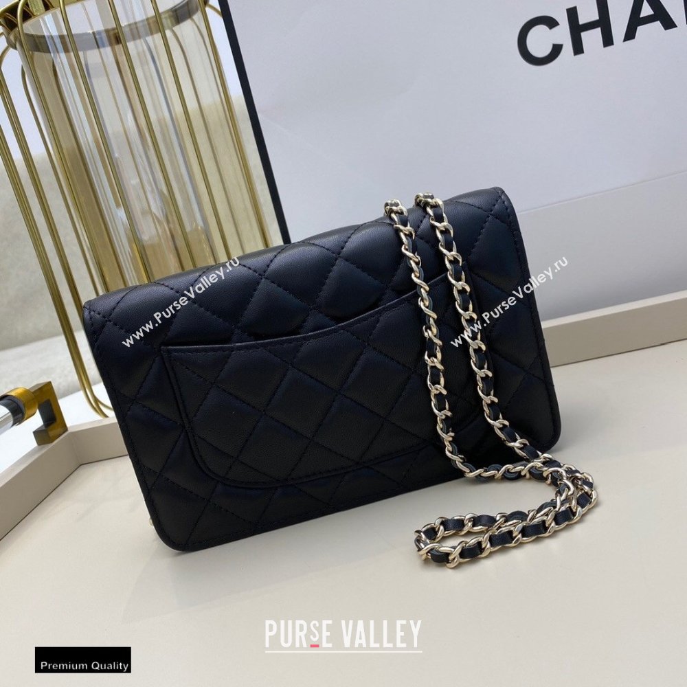 Chanel Chain CC Logo Wallet on Chain WOC Bag AP1794 Lambskin Black 2021 (smjd-21012717)