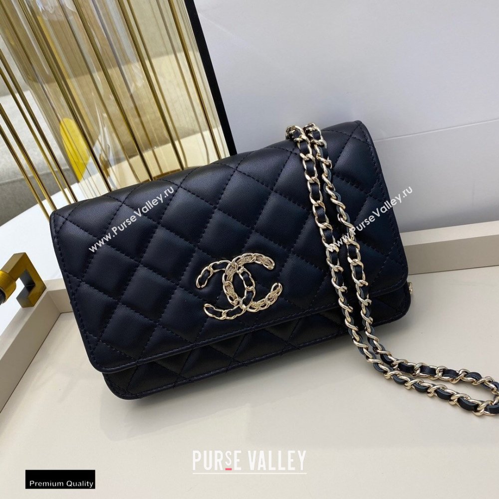 Chanel Chain CC Logo Wallet on Chain WOC Bag AP1794 Lambskin Black 2021 (smjd-21012717)