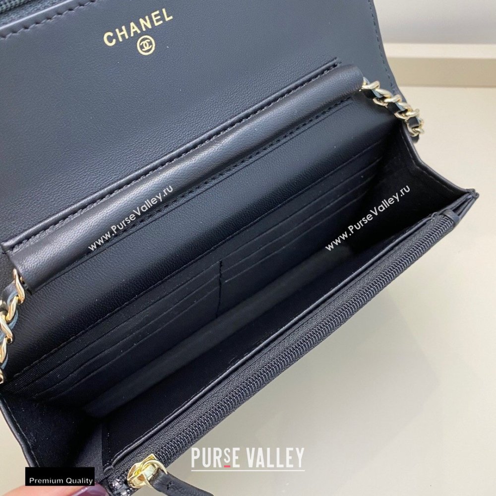 Chanel Chain CC Logo Wallet on Chain WOC Bag AP1794 Lambskin Black 2021 (smjd-21012717)