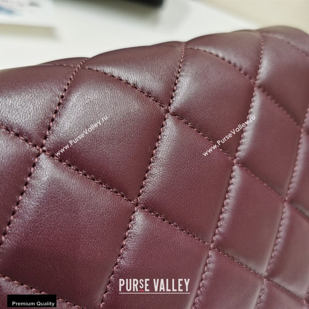 Chanel Lambskin CC Coin Flap Bag AS2222 Burgundy 2020 (jiyuan-20101623)