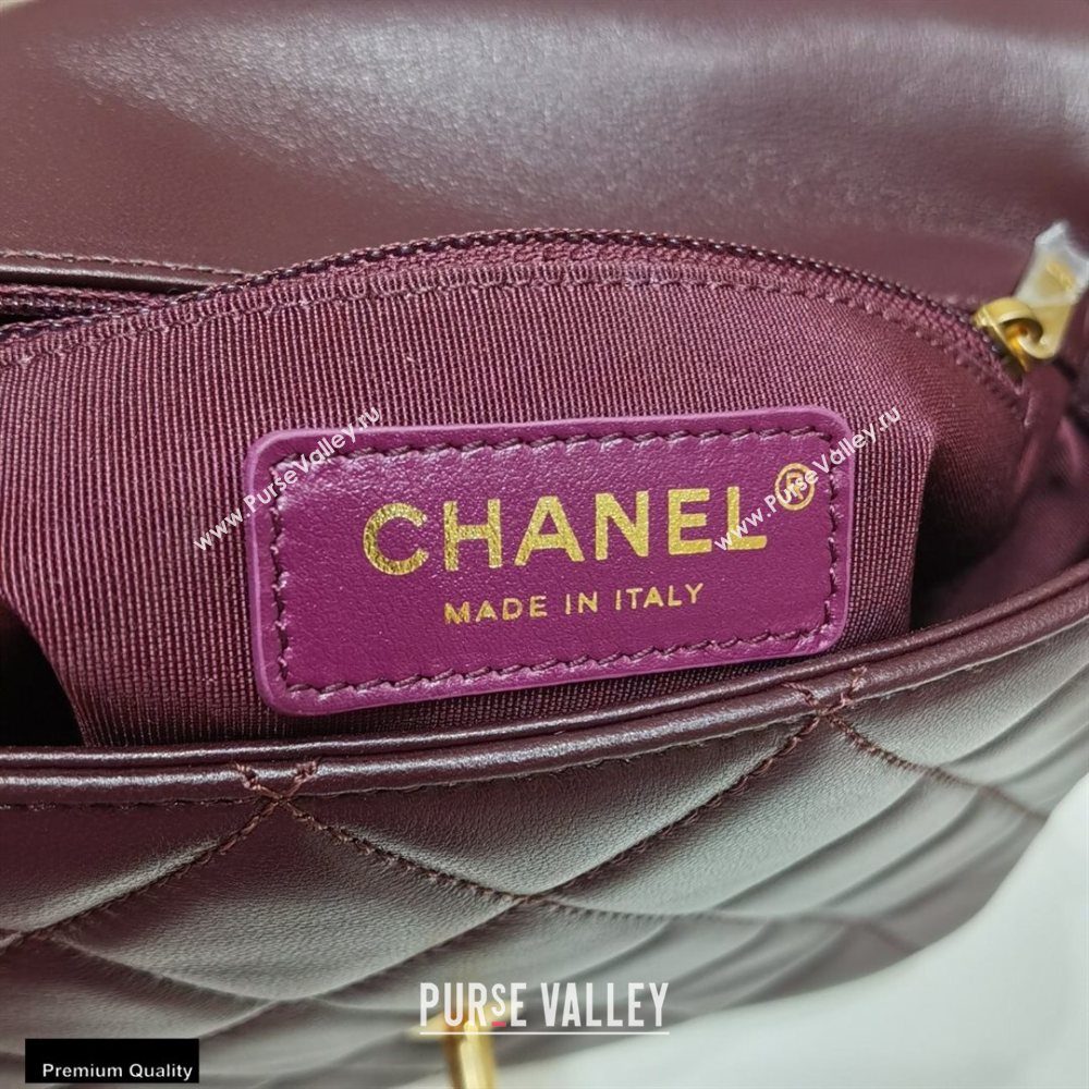 Chanel Lambskin CC Coin Flap Bag AS2222 Burgundy 2020 (jiyuan-20101623)