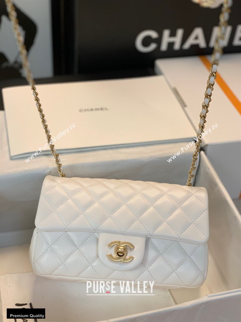 Chanel Lambskin Bag Romance Rectangular Small Flap Bag with ruffled Strap AS2204 White 2020 (jiyuan-20101618)