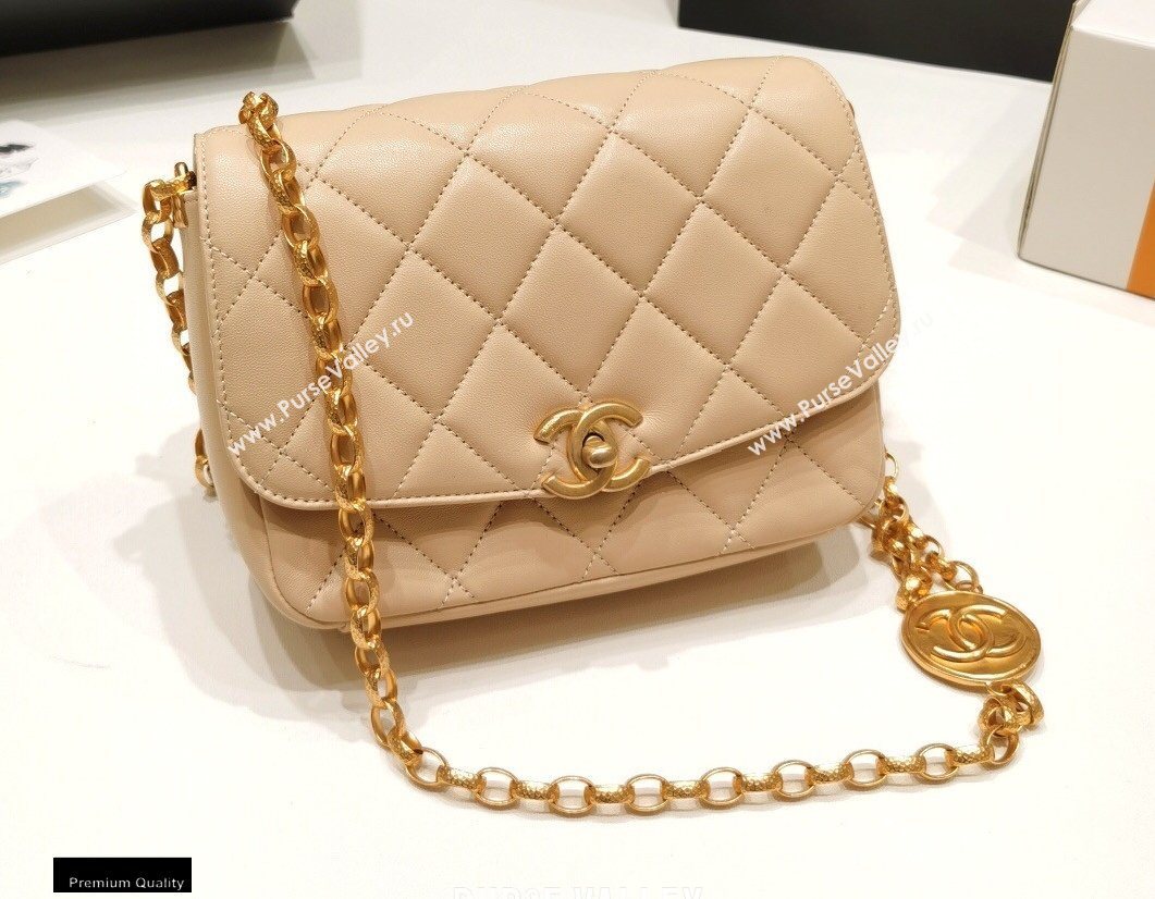 Chanel Lambskin CC Coin Flap Bag AS2222 Beige 2020 (jiyuan-20101622)