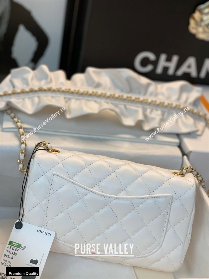 Chanel Lambskin Bag Romance Rectangular Small Flap Bag with ruffled Strap AS2204 White 2020 (jiyuan-20101618)