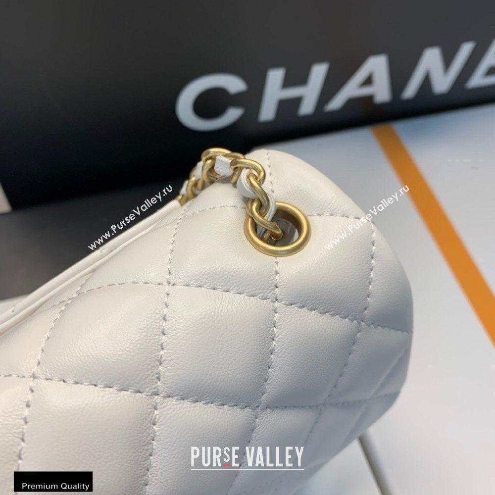 Chanel Lambskin Bag Romance Rectangular Small Flap Bag with ruffled Strap AS2204 White 2020 (jiyuan-20101618)