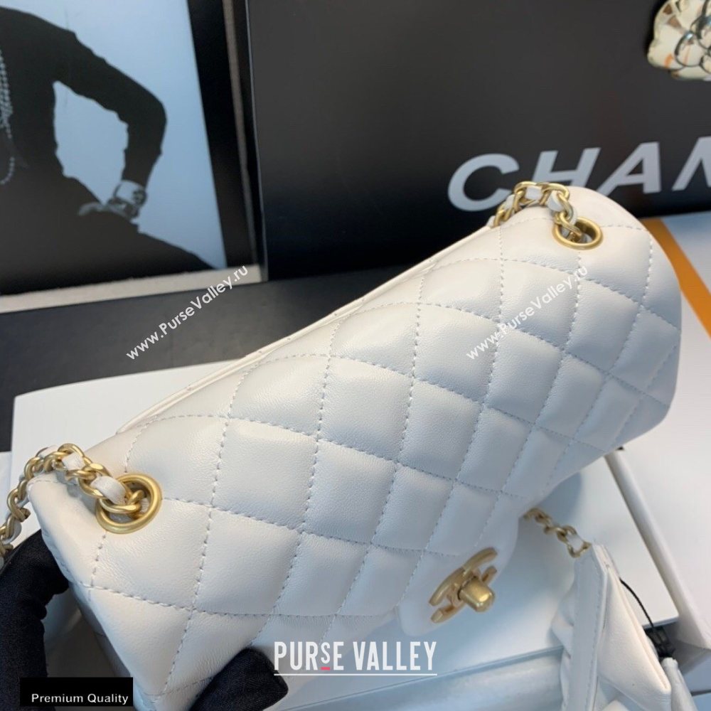 Chanel Lambskin Bag Romance Rectangular Small Flap Bag with ruffled Strap AS2204 White 2020 (jiyuan-20101618)